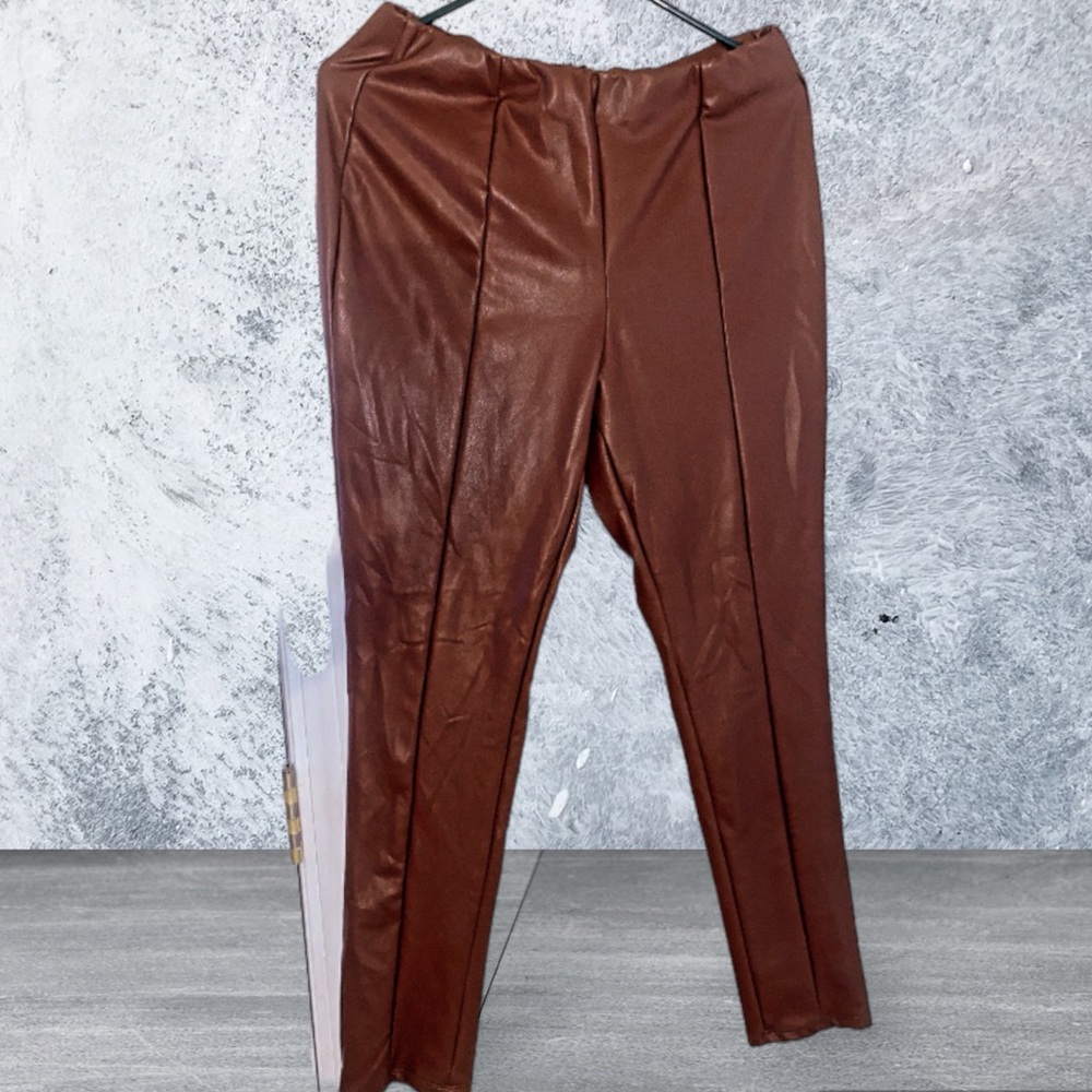 Faux Leather Brown  Trendy  Skinny Spandex Pants